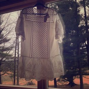 Böhme eyelet lace peplum dress